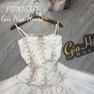 Đầm xòe ngắn xỏ dây