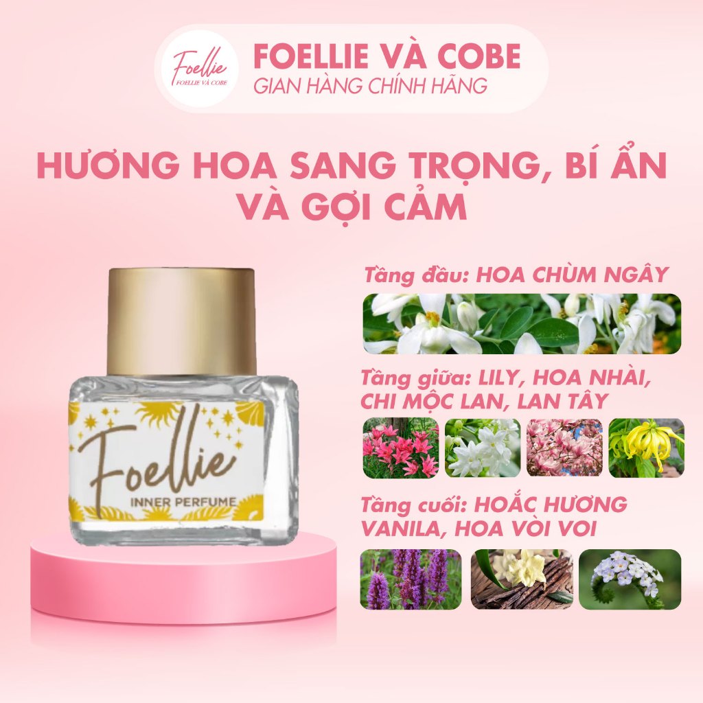 Nước Hoa Vùng Kín Foellie Eau De Venus Innerb Perfume Hương Thơm Sexy Quyến Rủ, Cân Bằng Độ PH, Se Khít Tốt 5ml