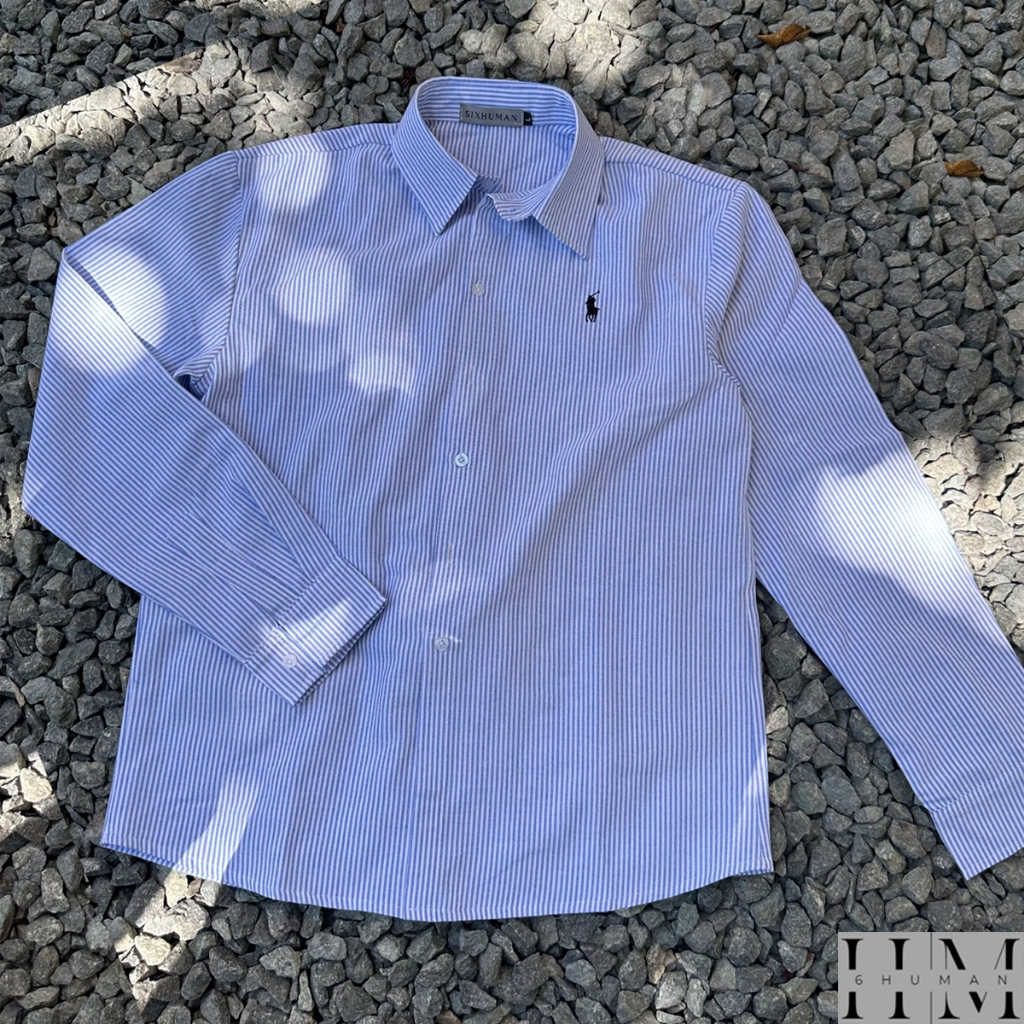 Áo sơ mi nam dài tay thêu ngựa vải oxford dày dặn SIXHUMAN HM020