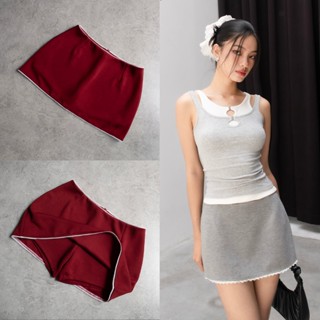 Quần giả váy cạp trễ gắn ren cute thun xốp dày dặn không lộ mông - Confi - ADORE SKORT