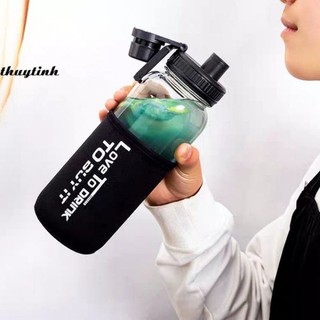 CHAI NƯỚC THỦY TINH 1000ML - CHAI THỦY TINH CÓ BAO ĐEN NẮP NHỰA ĐEN