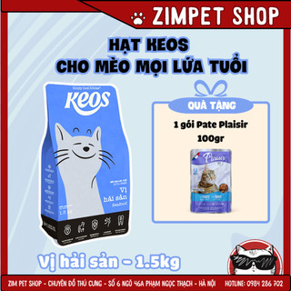 Tặng kèm 1 gói pate 100gr - hạt cho mèo mọi lứa tuổi keos gói 1.5kg - xuất xứ pháp