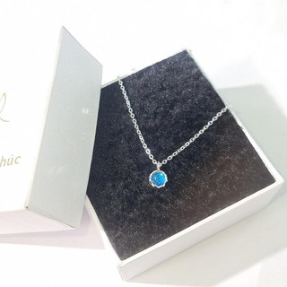 Dây chuyền bạc nữ QMJ SIMPLE MOON đá 7 màu S925 cao cấp phay máy 3D,dây nữ đẹp thời trang phụ kiện trang sức-Q403