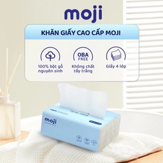 1 gói giấy rút khăn giấy ăn Moji 4 lớp cao cấp không hoá chất không chất tẩy trắng