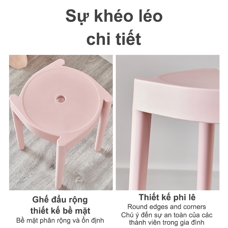 Ghế Nhựa Xếp Chồng Mặt Ghế Đôn Tròn Bằng Nhựa Pp Đúc Nguyên Khối Đẹp Size To Nhiều Màu Ghế Đẩu Nhựa Dày Dặn Xếp | BigBuy360 - bigbuy360.vn