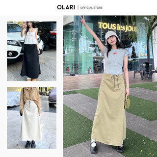 Chân váy dài kaki nữ olari xẻ tà - ol462 - mila skirt