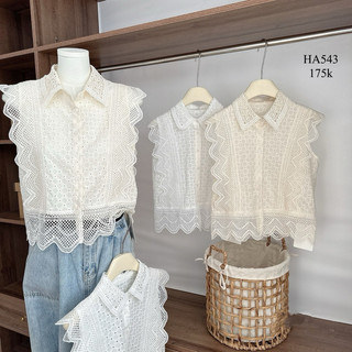 Áo sơ mi sát nách ren viền boconganh ha543 hàng quảng châu wei duo