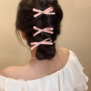 Set 2 kẹp tóc mỏ vịt thắt nơ ruy băng