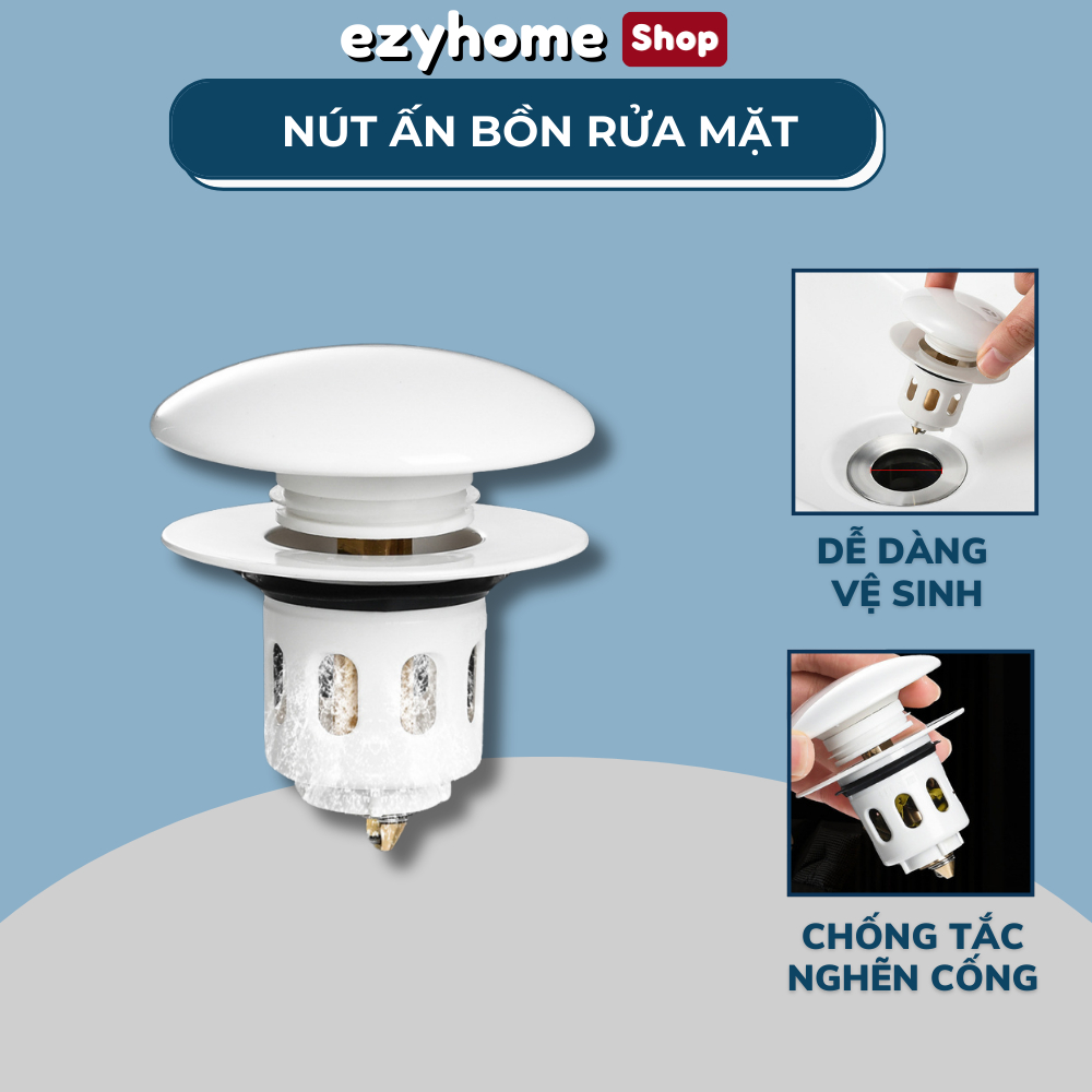 Nút nhấn xả Lavabo lõi đồng, nắp nhấn sứ cao cấp ET011 EZYHOME