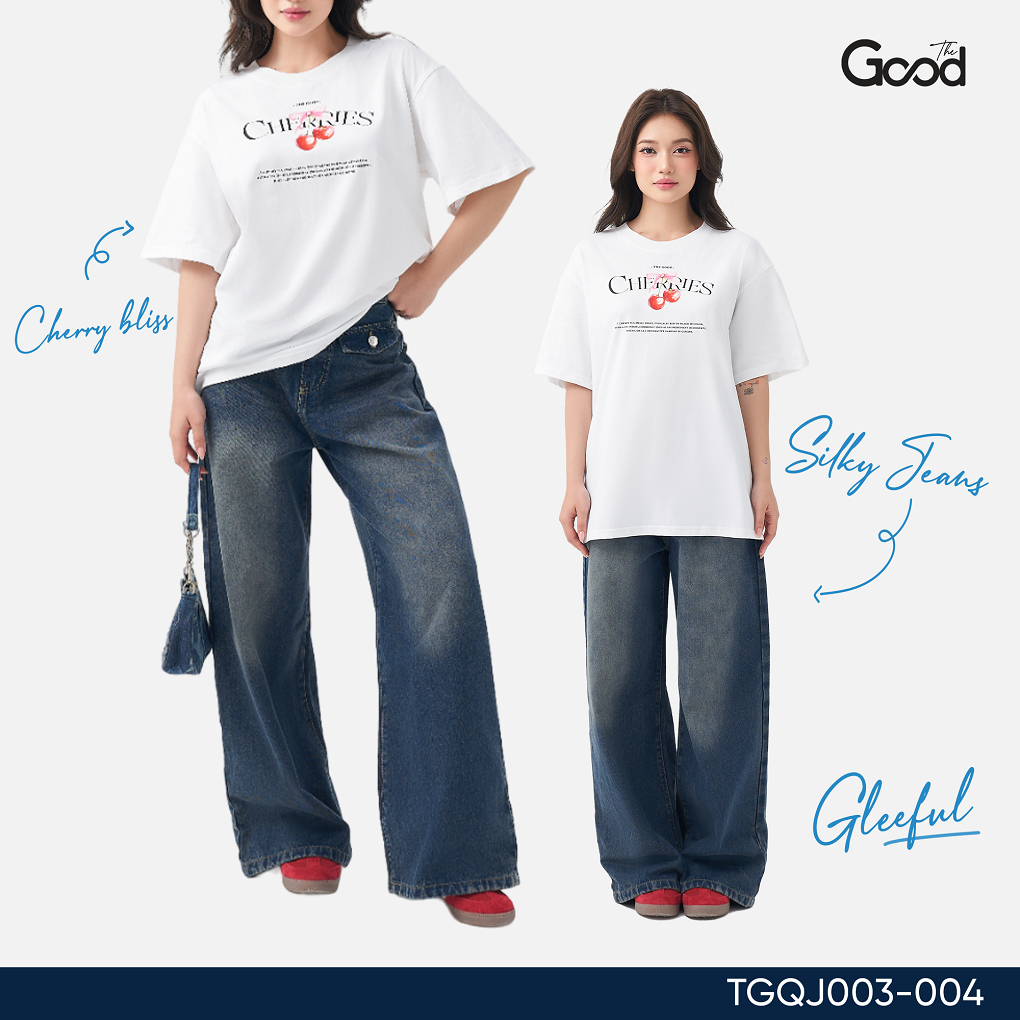 Quần ống suông "Silky Jeans" THE GOOD, Quần Jean nữ basic màu trơn, phong cách thường ngày