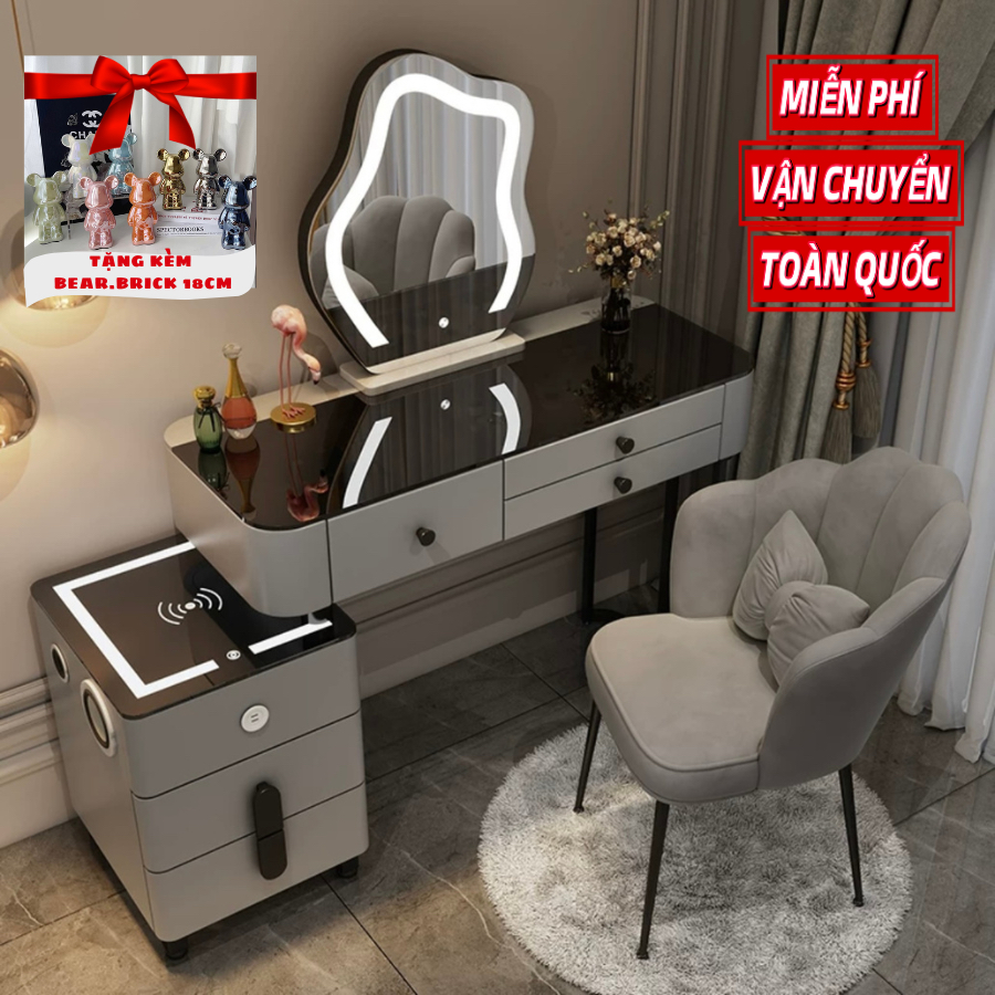 [B06]Bàn trang điểm nhập khẩu, Bàn trang điểm thông minh, Bàn trang điểm có loa, có sạc, có cổng usb