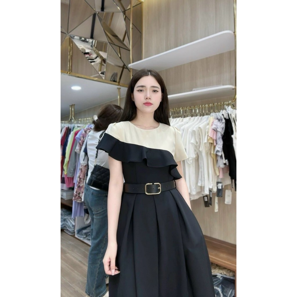 ĐẦM PHỐI BÈO KÈM BELT BIGSIZE THƠ LÊ