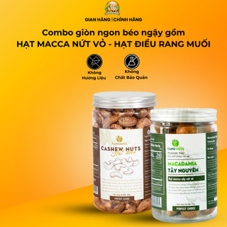 Combo giòn ngon béo ngậy gồm hạt macca nứt vỏ 500g và hạt điều rang muối 500g TANU NUTS