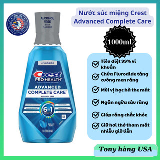Nước súc miệng crest pro-health advanced complete care 1 lít không cồn của mỹ - tony hàng usa