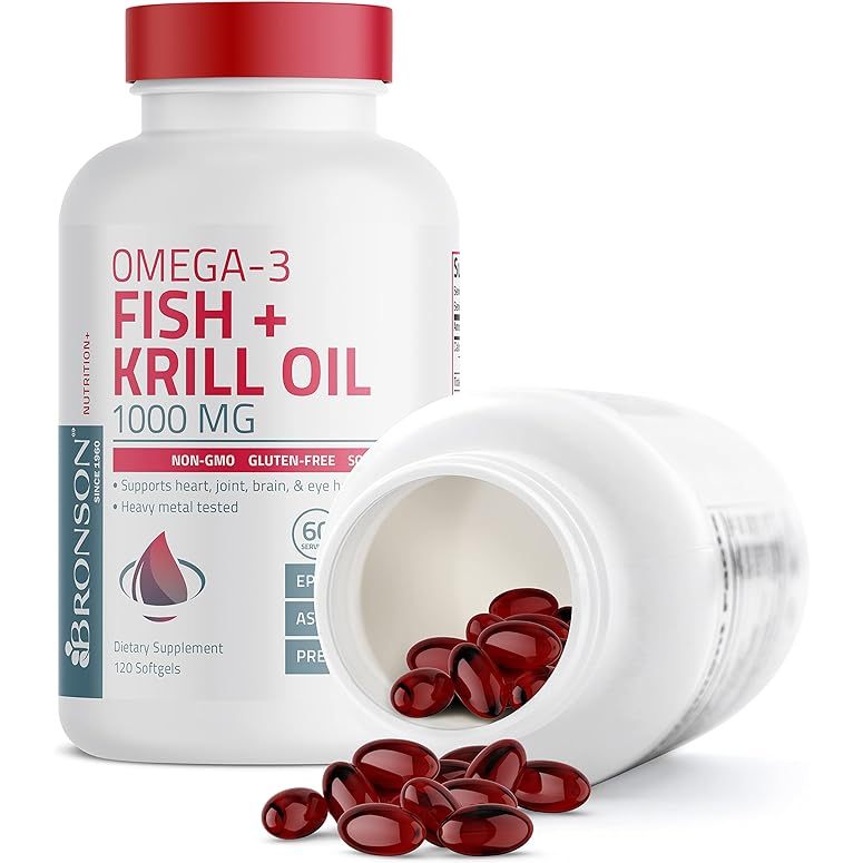 Dầu Nhuyễn Thể Bronson Omega-3 Fish + Krill Oil 1000mg - Viên Uống Bổ Mắt, Hỗ Trợ Tim Mạch 120 viên
