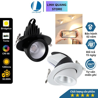 Đèn Led âm trần chiếu điểm đế xoay 3600 CRI>98, khoét lỗ 75mm 5W/7W/10W/12W cao cấp
