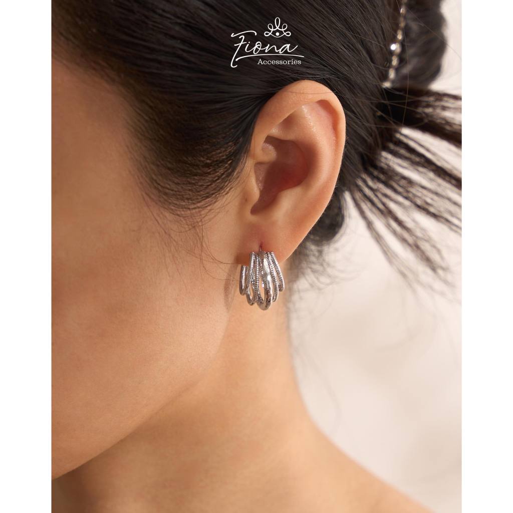 Khuyên tai bông tai nữ Layer Hoops C ôm tai Fionaa Jewelry sang trọng