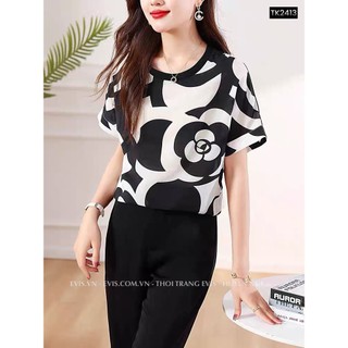 [EVIS.VN]  Áo lụa họa tiết hoa xinh xắn  TK2413