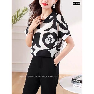 [EVIS.VN]  Áo lụa họa tiết hoa xinh xắn  TK2413