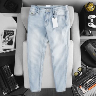 Quần jean nam dài ống đứng màu xanh bạc co giãn hàng VNXK