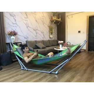 (Kèm túi đựng võng) BỘ VÕNG XẾP NGƯỜI LỚN KHUNG SẮT PHI 32 CAO CẤP ( 1 KHUNG + 1 LƯỚI)
