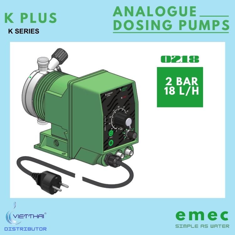 Bơm định lượng EMEC KPLUS 0218 K/PP định lượng lên đến 18 L/h - Vietthaiaqua