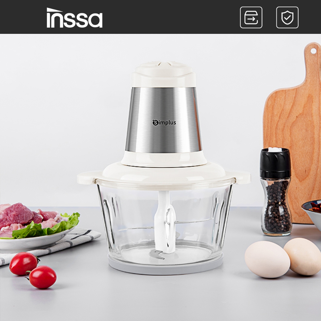 INSSA Máy xay thịt đa chức năng chất liệu kính inox dung tích lớn thịt tốc độ cao 2L DDJR003