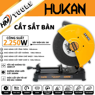 Máy cắt sắt bàn hukan hk-g1-cm2250s, công suất lớn 2250w, đường kính đĩa 355, tặng 1 đĩa cắt