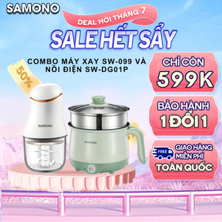Combo nồi điện 1.5l samono sw-dg01p và máy xay ăn dặm mini sw-mc200/sw-c200/sw-099, 6 lưỡi dao 300ml 200w