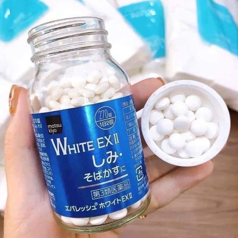 Viên uống trắng da WHITE EX, bổ sung Vitamin C, mờ thâm nám Nhật Bản, nâng từ 2-4 tone da, 270v