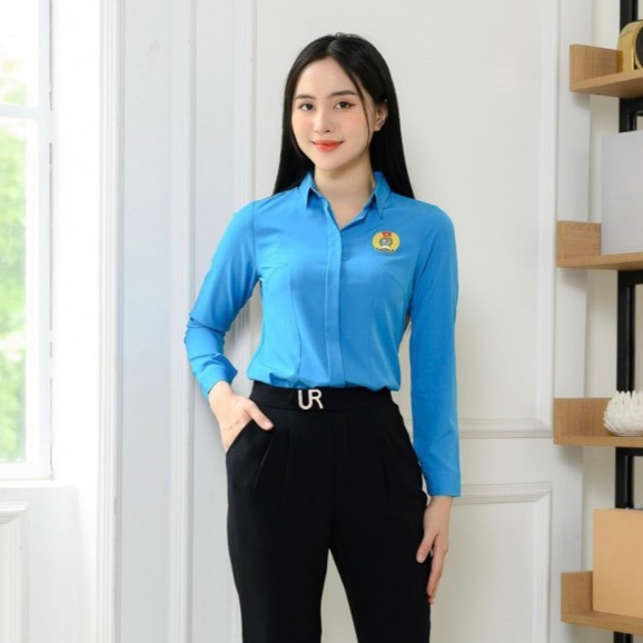 [In LOGO Hàng chính hãng công ty] Áo sơ mi nữ dài tay công đoàn Mcfashion công đoàn siêu lụa 718