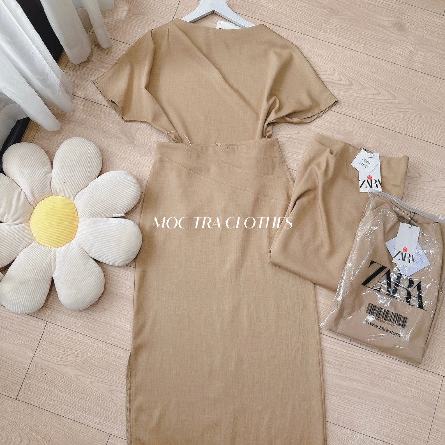 Set áo váy nâu Quảng Châu thiết kế tay hến siêu xinh, Set đồ nữ công sở vintage trẻ trung | BigBuy360 - bigbuy360.vn
