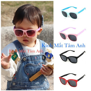 Kính trẻ em gọng siêu dẻo mắt kính tốt chống UV nhiều màu tặng hộp+khăn lau kính