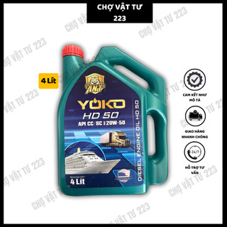 🎁 nhớt yoko hd50 - 4 lít dùng cho động cơ công suất vừa và nhỏ_máy xăng kohler, máy d8, d15, d24
