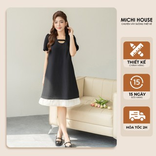 Đầm Suông MICHI House Váy Xuông Dự Tiệc Cổ V Tay Bồng Có Bigsize V730