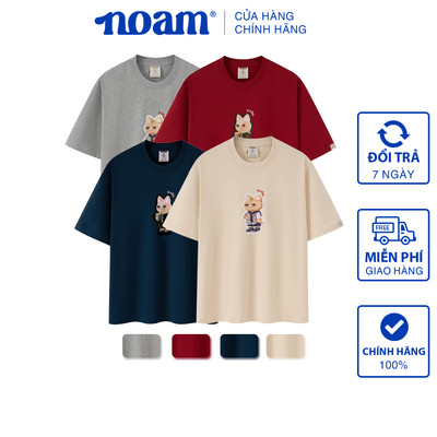 Áo thun Form rộng NOAM Nafox Naive Unisex 100% Cotton - Màu đỏ/Be/Xanh Navy/Xám