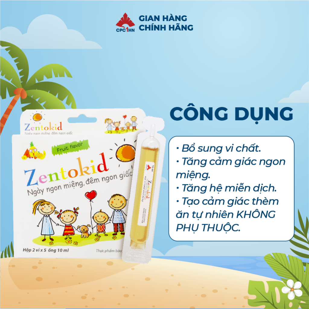 Siro Ăn Ngon ZENTOKID bé Ăn Ngon Miệng Ngủ Ngon Giấc Tiêu Hóa Tốt Hộp 10 ống