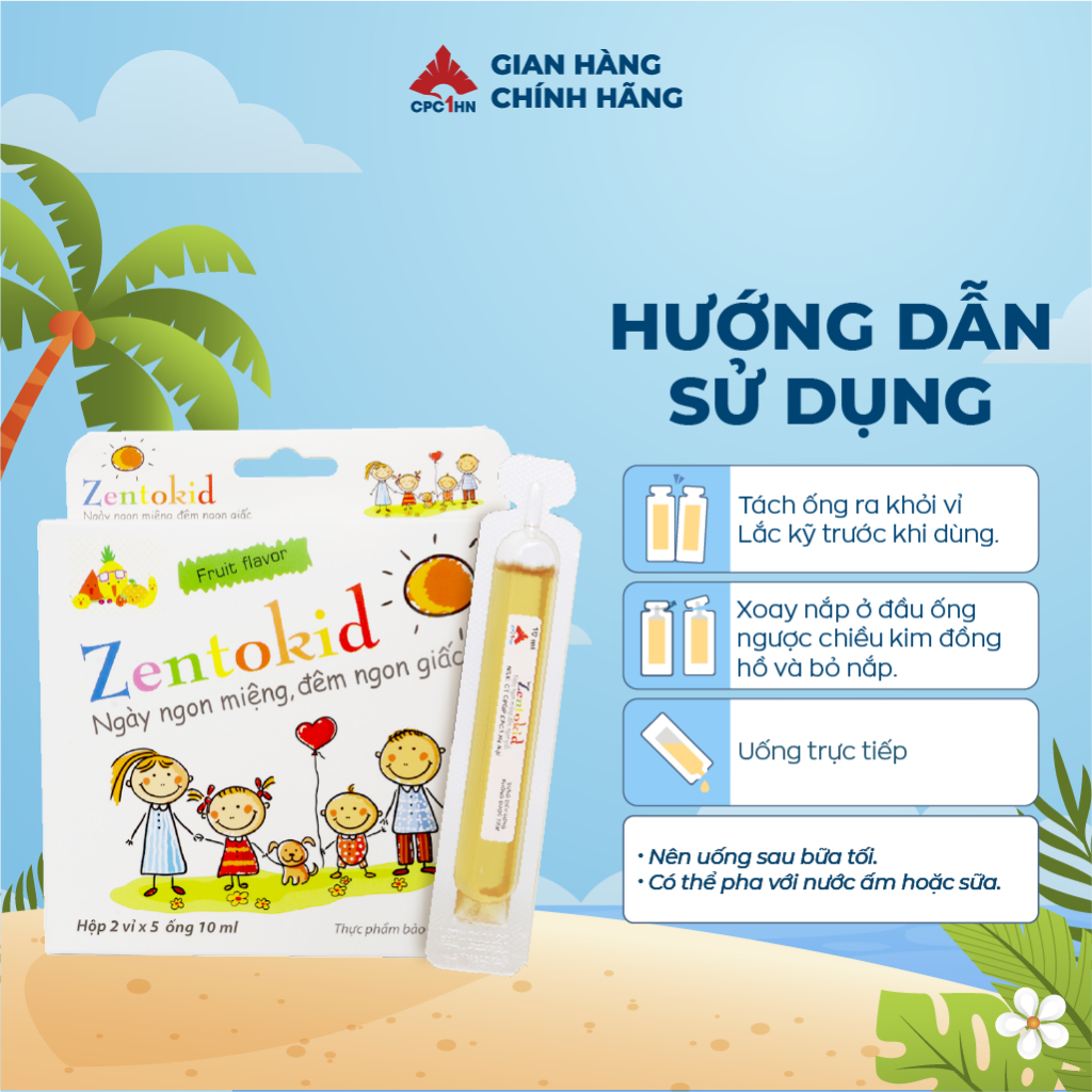 Siro Ăn Ngon ZENTOKID bé Ăn Ngon Miệng Ngủ Ngon Giấc Tiêu Hóa Tốt Hộp 10 ống