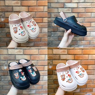 Dép sục cross 3 tông màu phối sticker gấu oh siêu xinh - TT599
