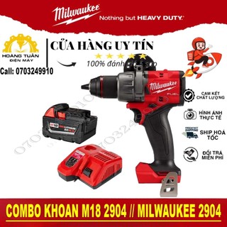 Flash sale-combo máy khoan động lực milwaukee m18 2904 // milwaukee 2904 -5ah-2ah-sạc-hoàng tuấn điện máy