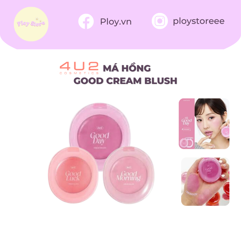 Má hồng kem 4U2 Good cream blush mềm mịn lâu trôi 1,7g