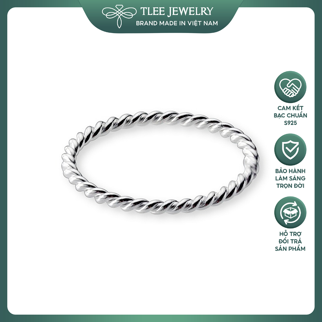 Nhẫn bạc TLEE xoắn bạc nguyên chất basic cá tính TLEE JEWELRY A0279