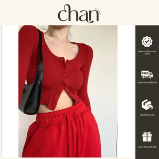 Áo kiểu dài tay phối nút màu đỏ hot trend phong cách hàn quốc M215