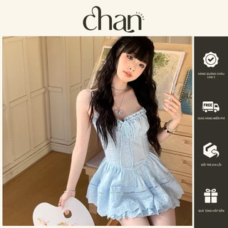Váy kiểu hai dây phối ren tông màu pastel phong cách hàn quốc M217