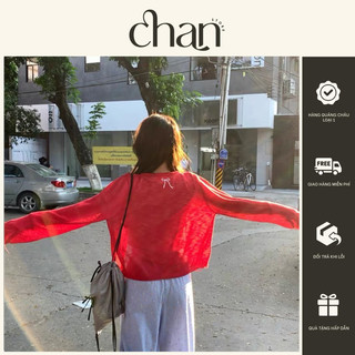 Áo khoác len dệt kim mỏng phối hoạ tiết nơ phong cách hàn quốc