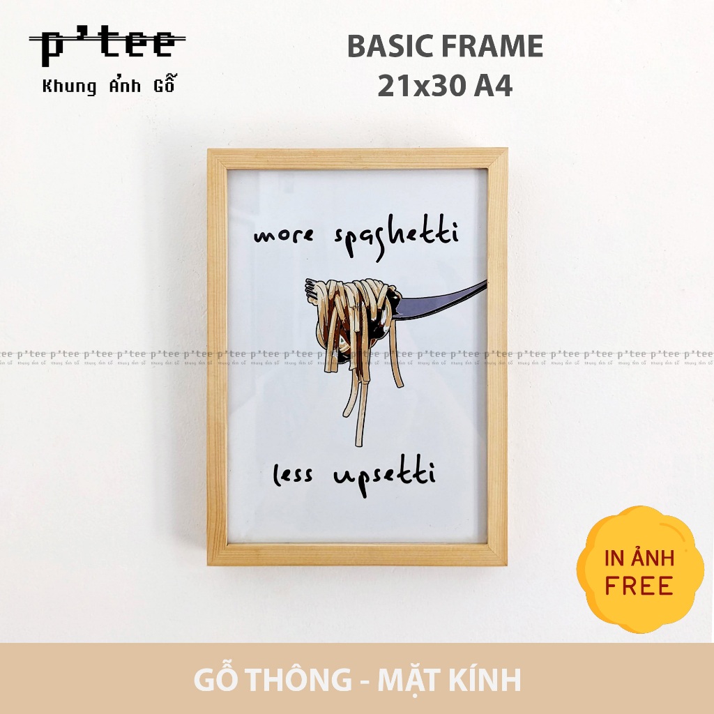 Khung ảnh A4 21x30 - Khung hình gỗ thông mặt kính - Khung ảnh đẹp Picture Frames Tiệm Khung PT