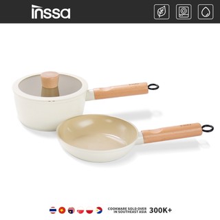 Inssa bộ nồi chảo chống dính sứ 18cm guoj021-22