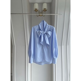 Coshe Áo sơ mi Laura Top Basic tay dài kiểu cột nơ phong cách Hàn Quốc mặc đi chơi, đi làm 5843