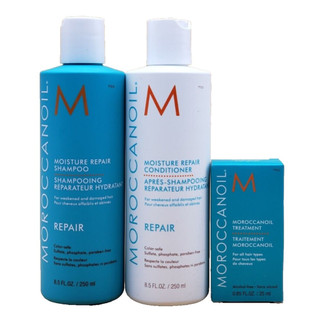 Combo Gội xả phục hồi độ ẩm Moroccanoil Repair 250mlx2 + Tinh dầu Moroccanoil Treatment 25ml