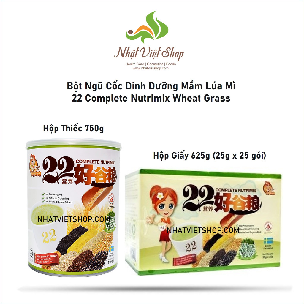 Bột Ngũ Cốc Dinh Dưỡng 22 Loại Hạt Complete Nutrimix Wheat Grass Mầm Lúa Mì